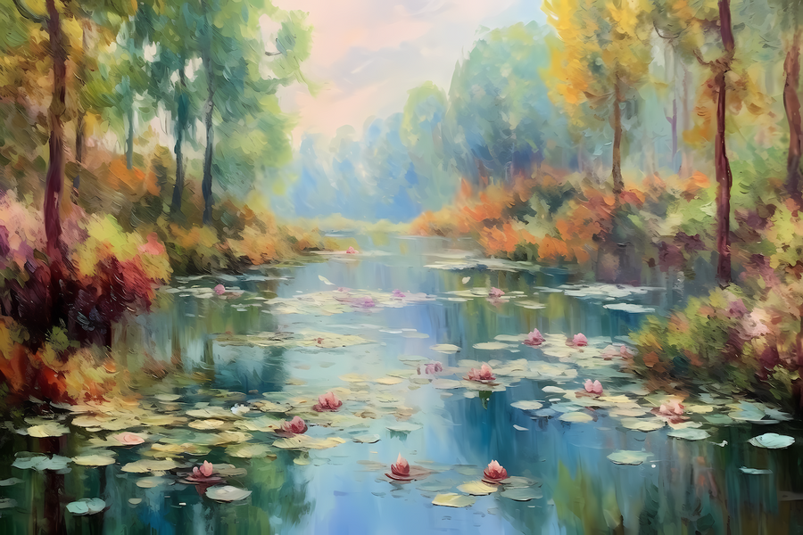 Serene Water Lilies: A Monet-Inspired Masterpiece