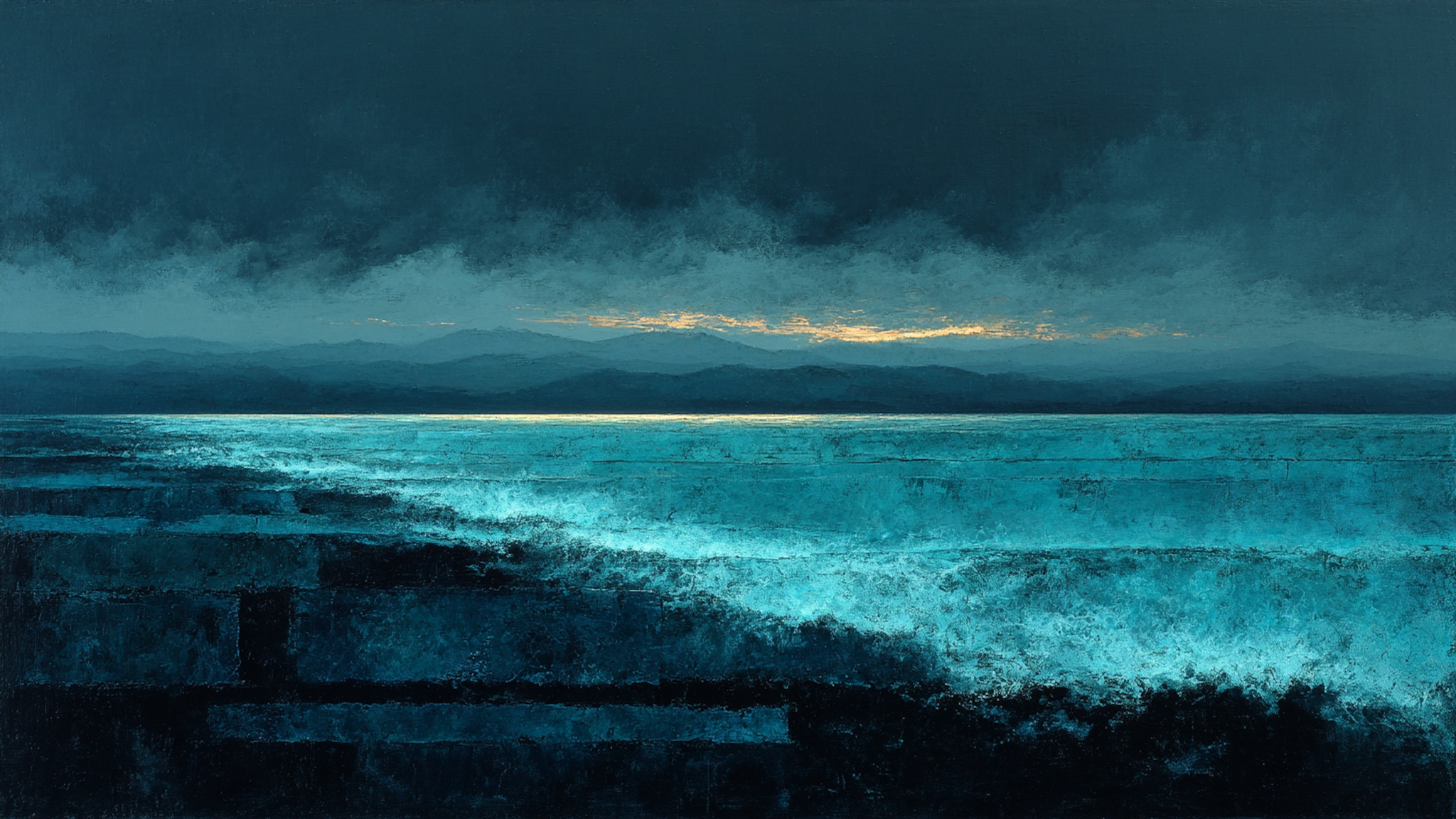 Azure Surge ocean wave art displayed on Samsung Frame TV - 4K digital download featuring turquoise and teal crashing waves with dramatic blue-gray storm sky