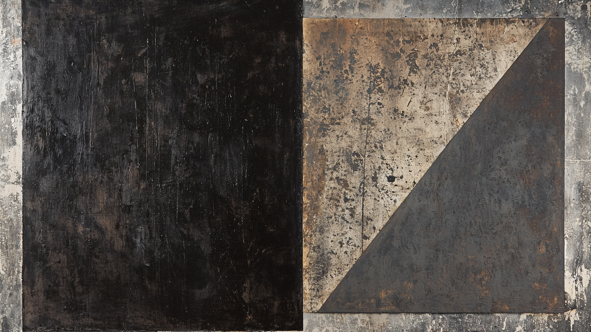 Moody black and concrete geometric composition – industrial digital abstract for Samsung Frame TV