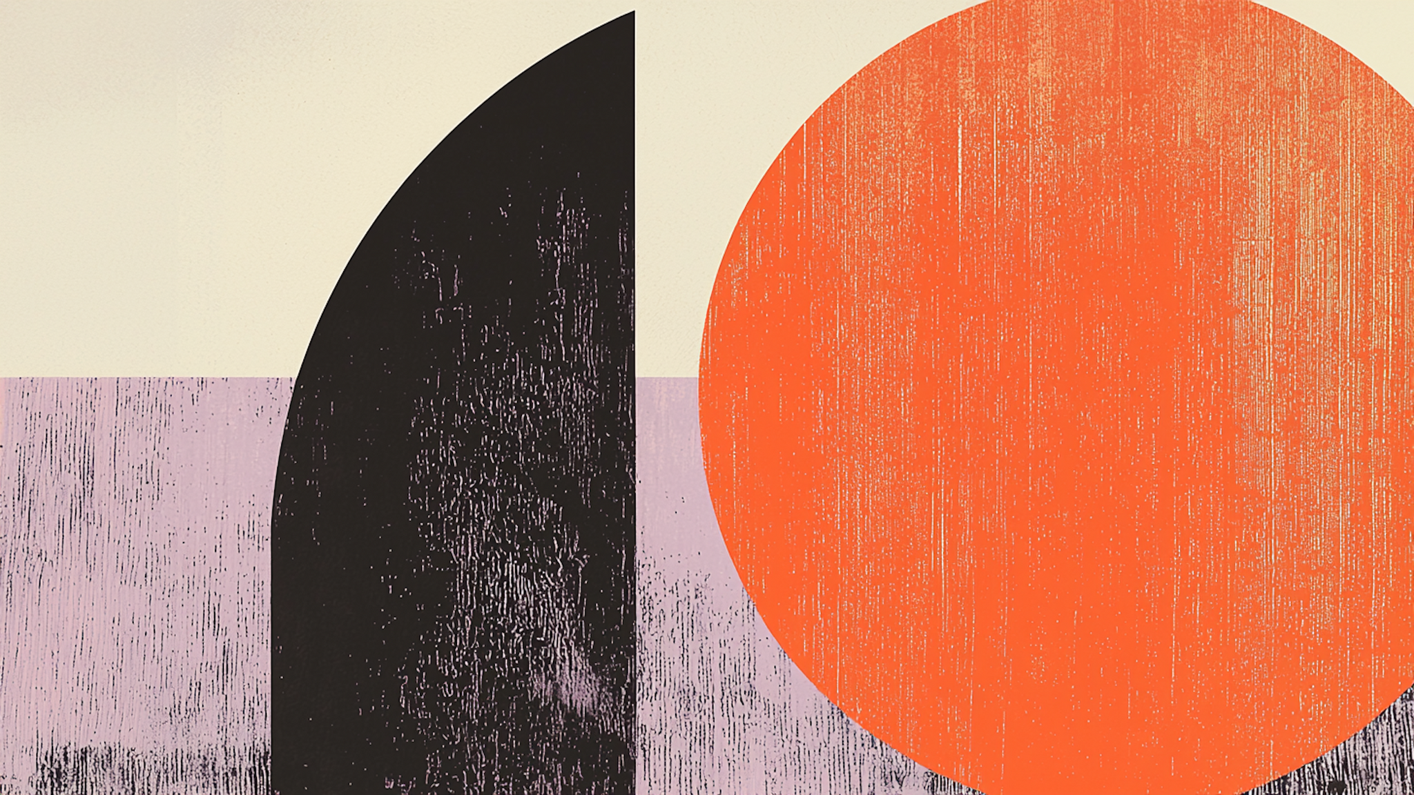 Bold orange, lavender, and charcoal shapes in retro geometry – vibrant 4K art for Frame TV