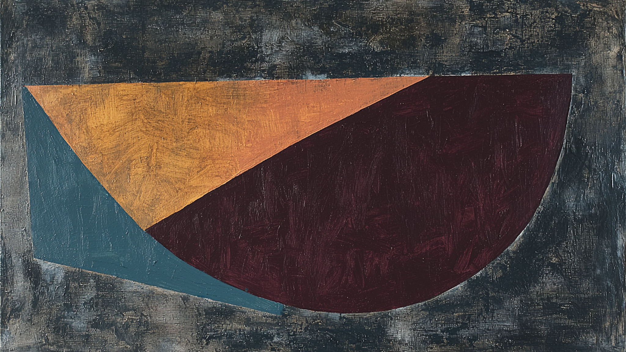 Earthy abstract shapes in terracotta, teal, and burgundy on canvas – digital download for Frame TV