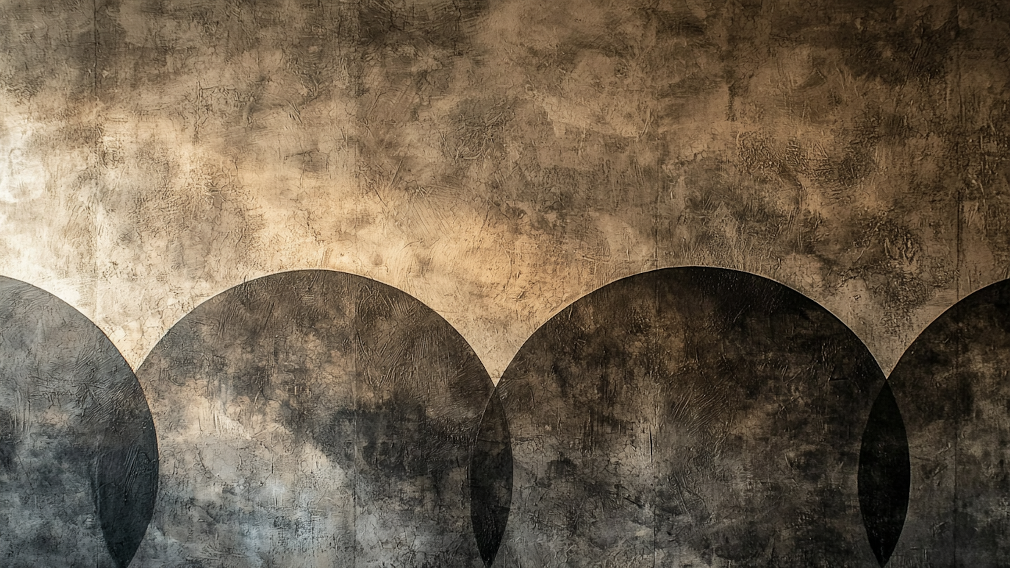 Earth-toned semicircles with textured plaster effect – abstract architectural art for Frame TV