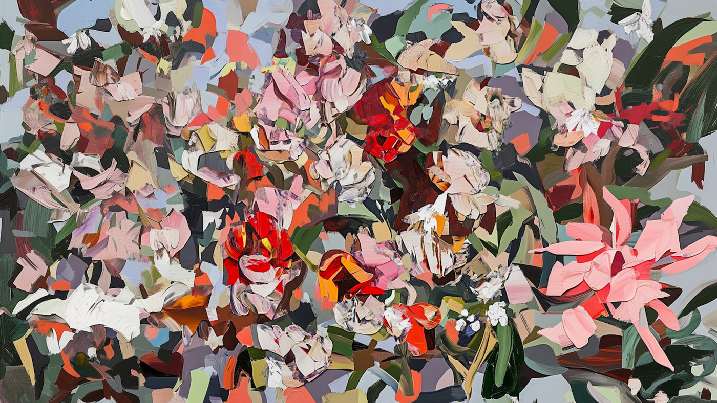 Modern abstract floral art in vivid color – vibrant bouquet of motion and beauty 4K digital art for Samsung Frame TV