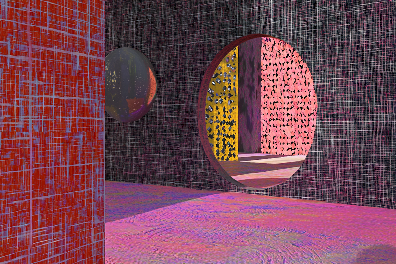 Glowing portals in vibrant 3D-rendered psychedelic wonderland – Cinema 4D artistry for Samsung Frame TV