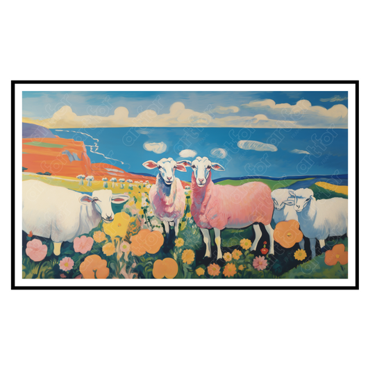 Sheep Serenade in Dufy's Dream by Art for Frame