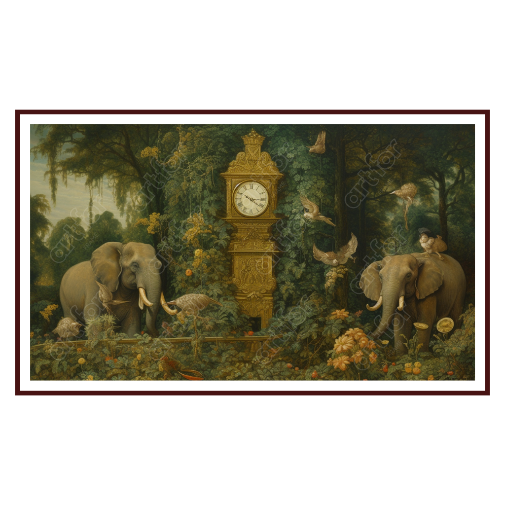 Elephants Guarding Time by Art for Frame