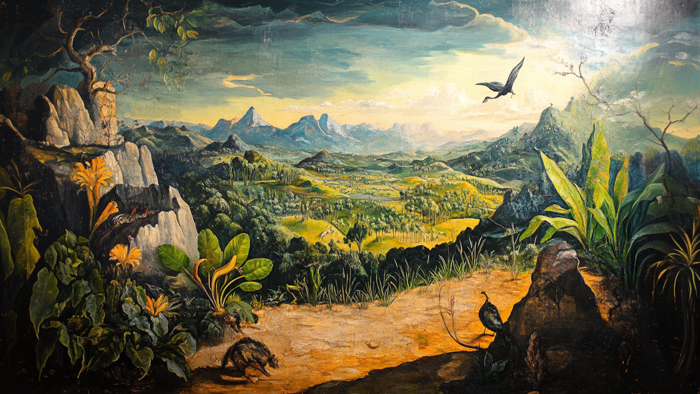 Lush jungle landscape offering cinematic digital escape into ancient terrain – 4K art for Samsung Frame TV