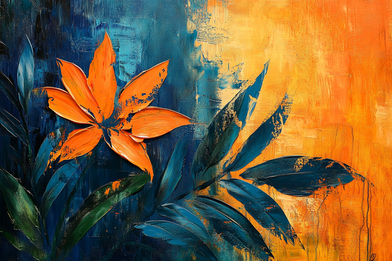 Explosive tropical florals with rich brushstrokes and vivid color – 4K digital artwork for Samsung Frame TV
