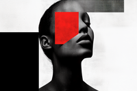 Modern Abstract Portrait – Red and Black Digital Art for Samsung Frame TV