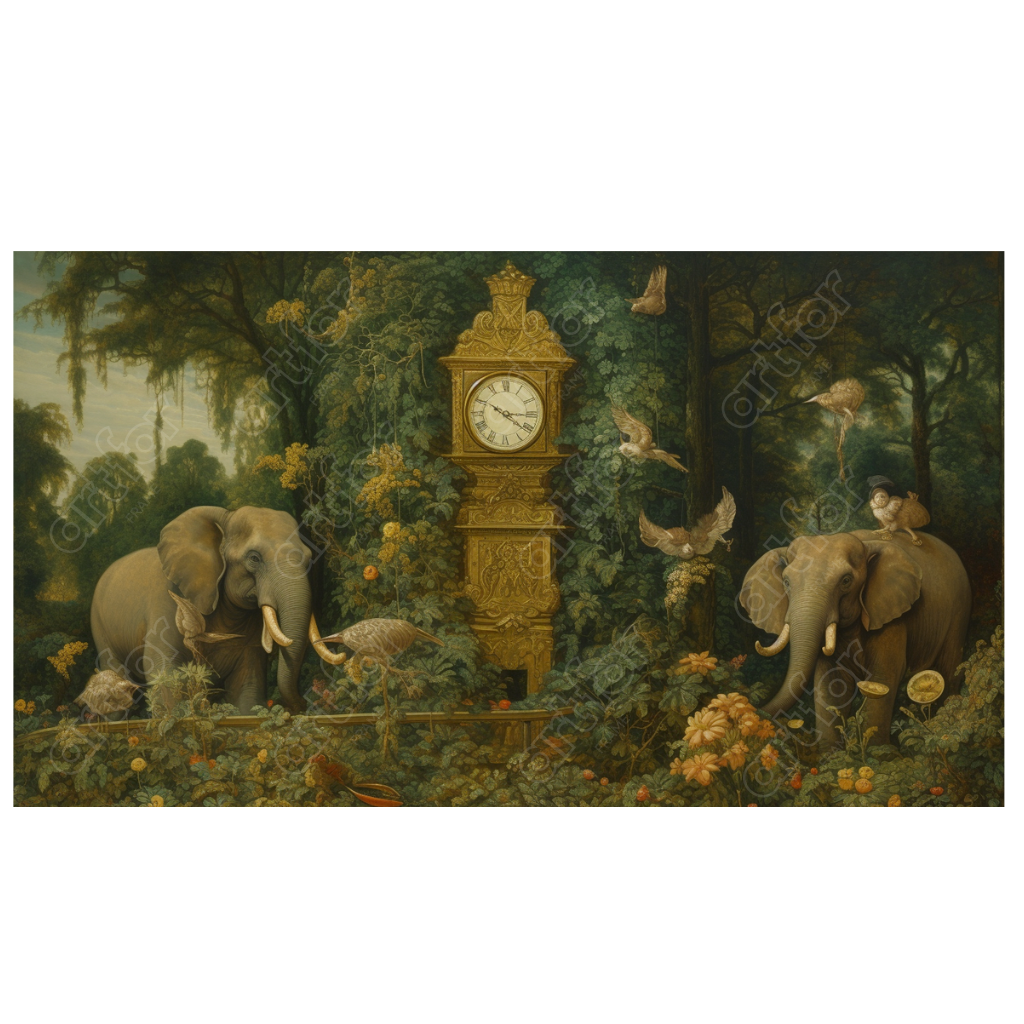 Elephants Guarding Time by Art for Frame