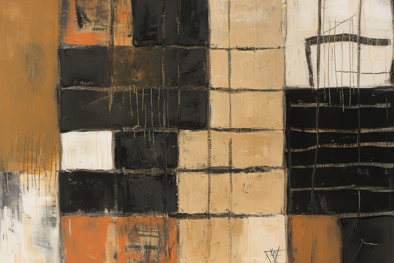 Warm earthy abstract grid in rich neutrals and black adding structured balance – 4K digital art for Samsung Frame TV