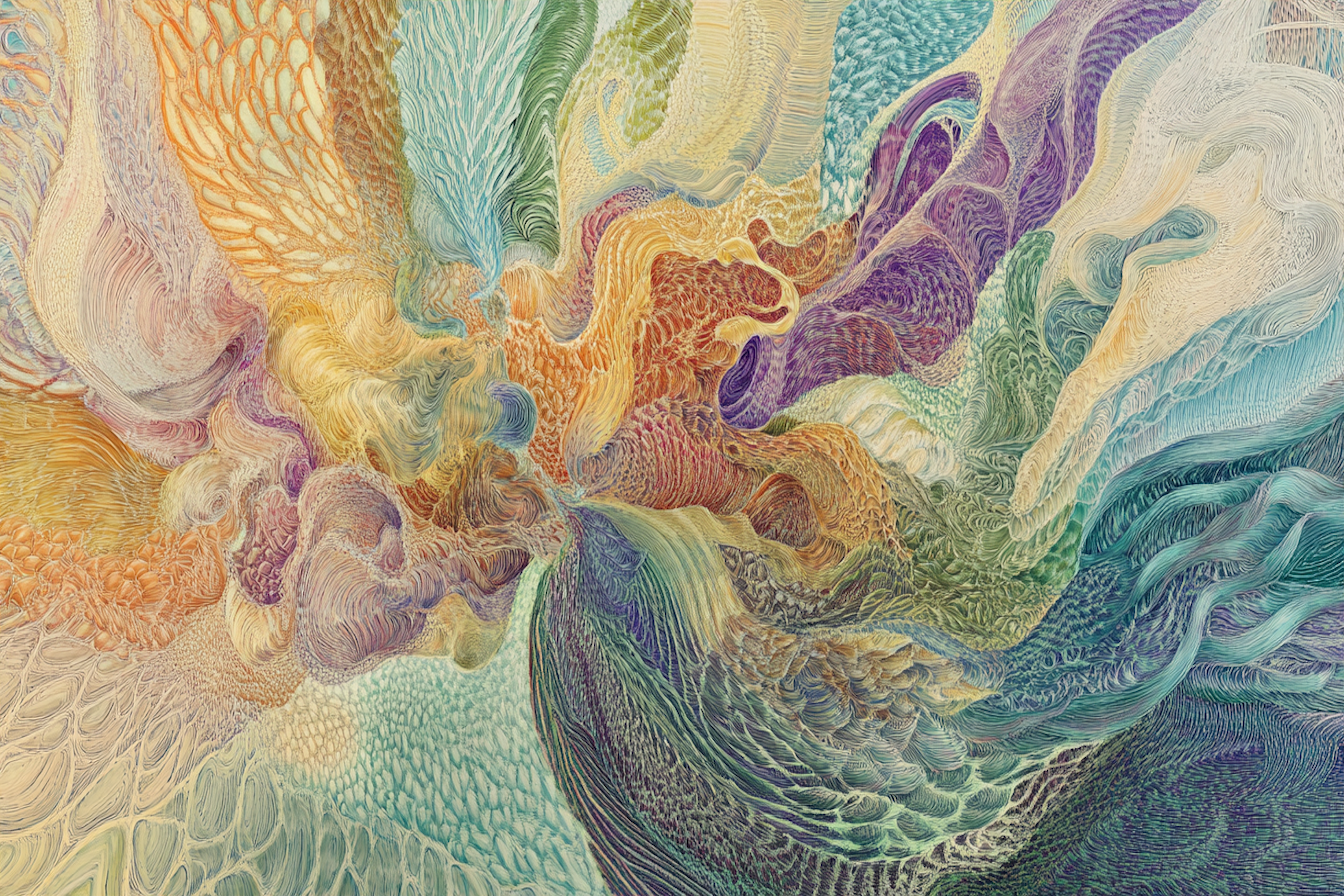 Mesmerizing abstract ocean-inspired artwork with swirling patterns and vibrant colors – digital art for Samsung Frame TV