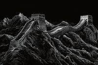 Great Wall of China – Monochrome Digital Art Variants for Samsung Frame TV