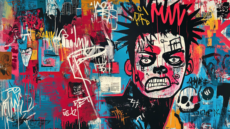 Neon Graffiti Muse – Basquiat-Inspired 4K Art for Samsung Frame TV
