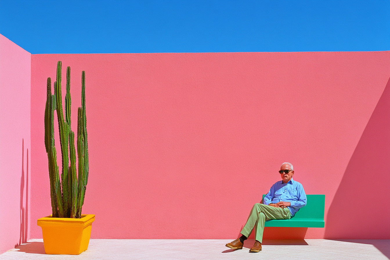 Bold cactus and colorful walls in minimalist style – 4K digital art optimized for Samsung Frame TV