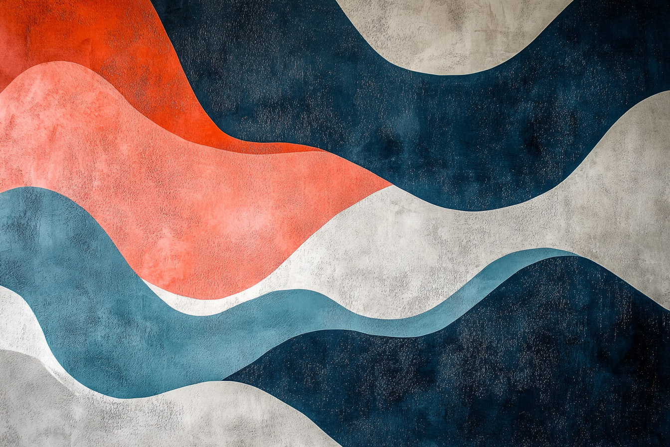 Navy, coral, and gray waves creating retro-modern harmony – minimalist digital artwork for Samsung Frame TV