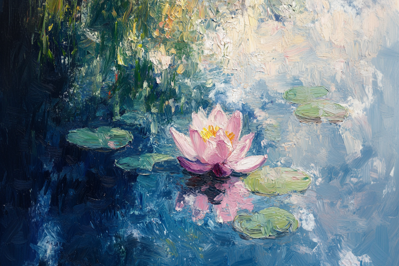 Impressionist water lily painting inspired by Monet – peaceful 4K digital artwork for Samsung Frame TV