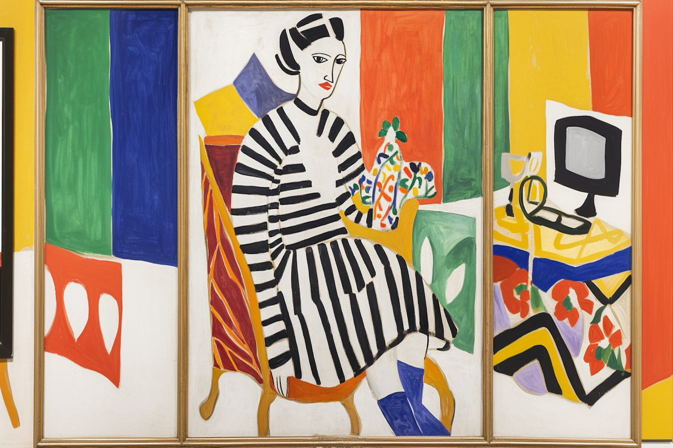 Bold triptych of color and form inspired by modernist interiors – 4K digital art for Samsung Frame TV