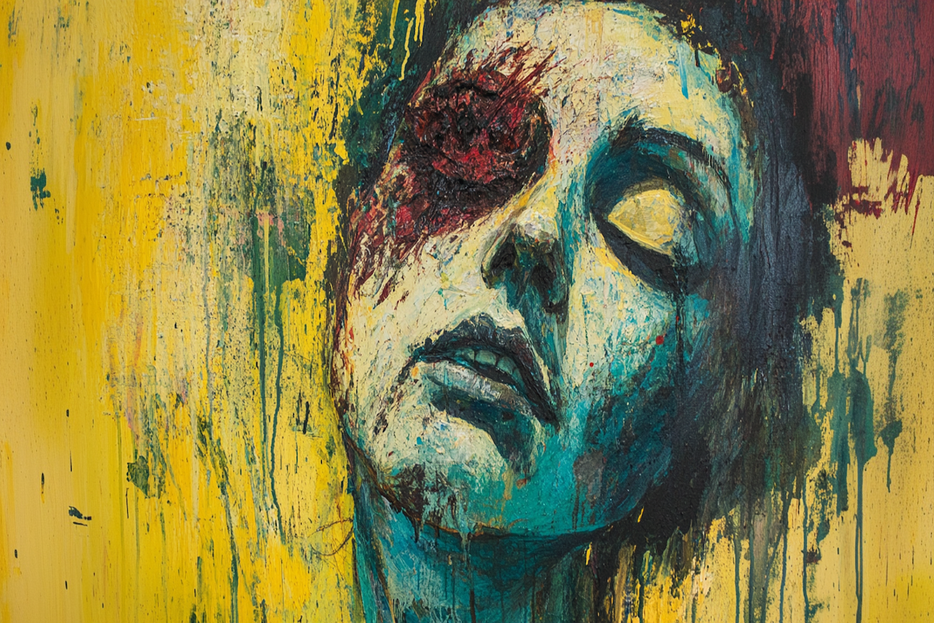 Bold abstract portrait blending graffiti and oil paint styles – 4K digital artwork for Samsung Frame TV