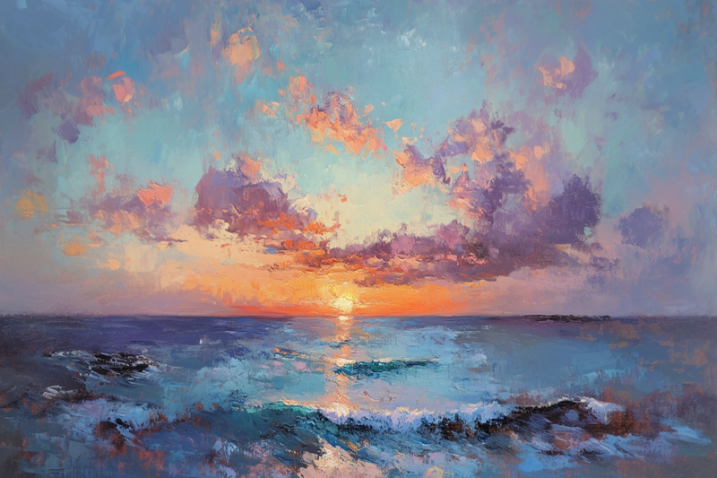 Seaside Glow – An Impressionist Ocean Sunset for Samsung Frame TV
