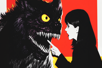 Pointing at Monsters – Illustrated Storybook Scene for Samsung Frame TV