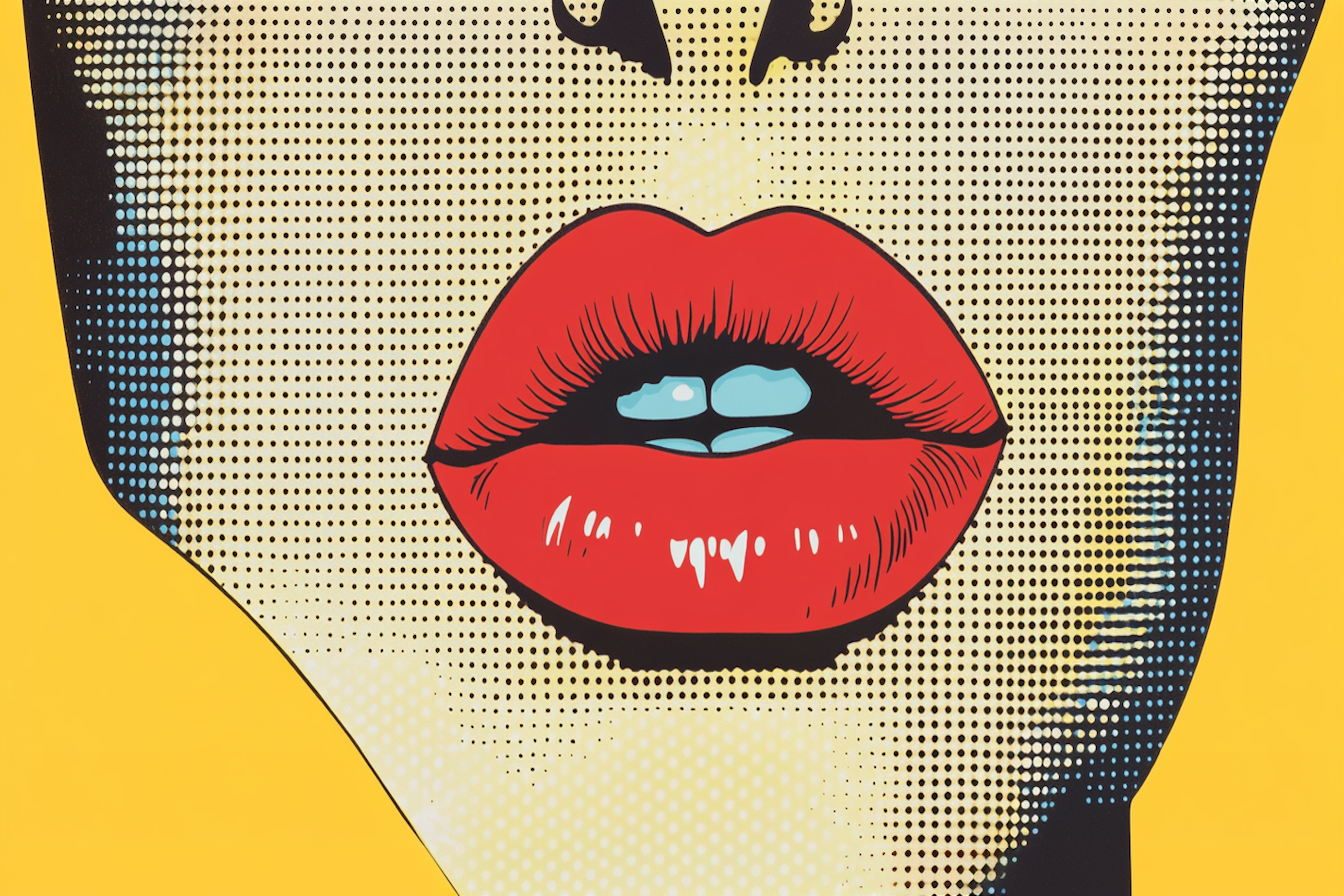Vibrant pop art lip illustration in comic book style – bold 4K digital artwork for Samsung Frame TV