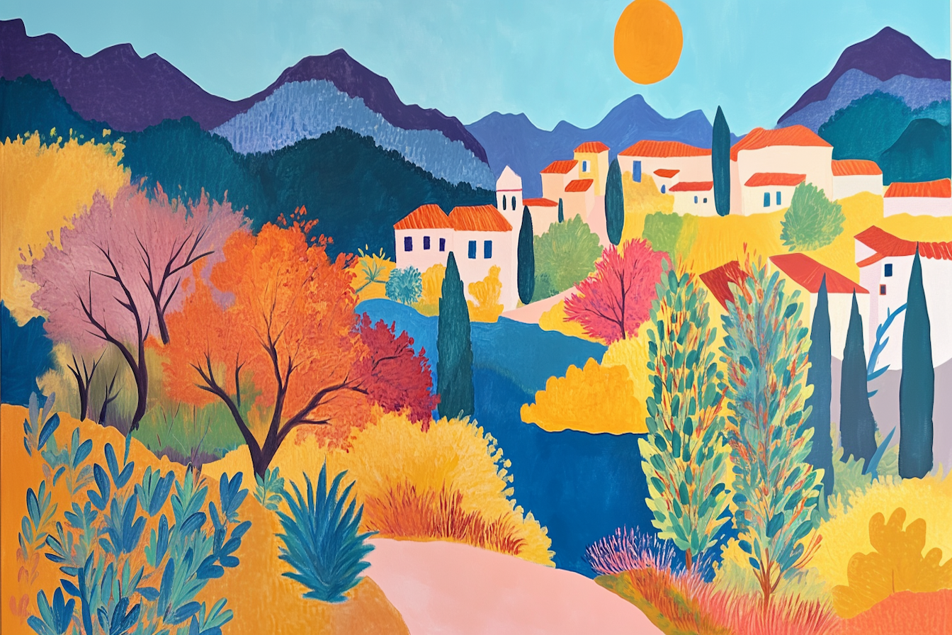 Colorful nature-inspired countryside landscapes with vivid variants – 4K digital art for Samsung Frame TV