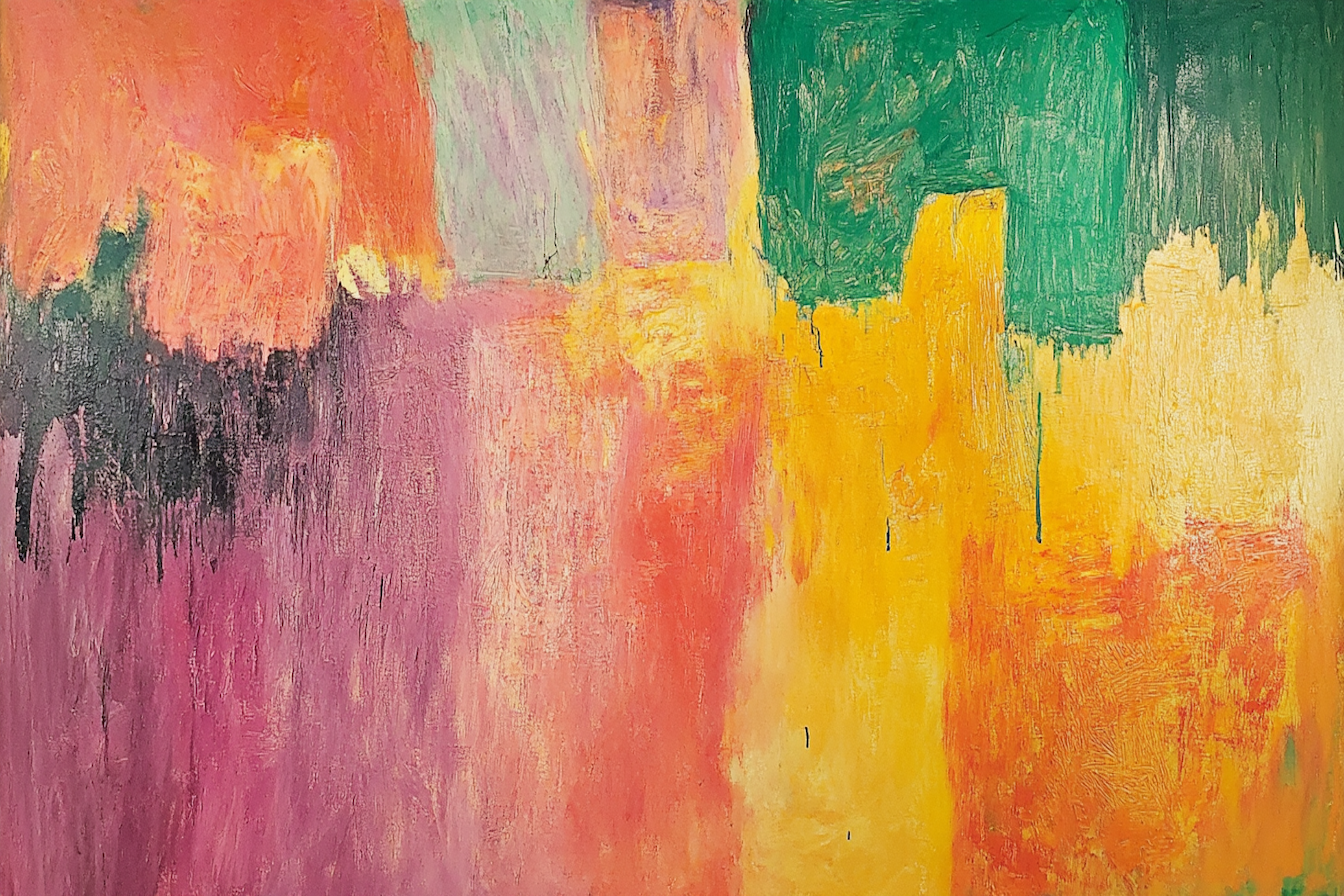 Explosive brushstrokes in pink, green, and orange celebrating spring – Matisse-inspired digital artwork for Samsung Frame TV