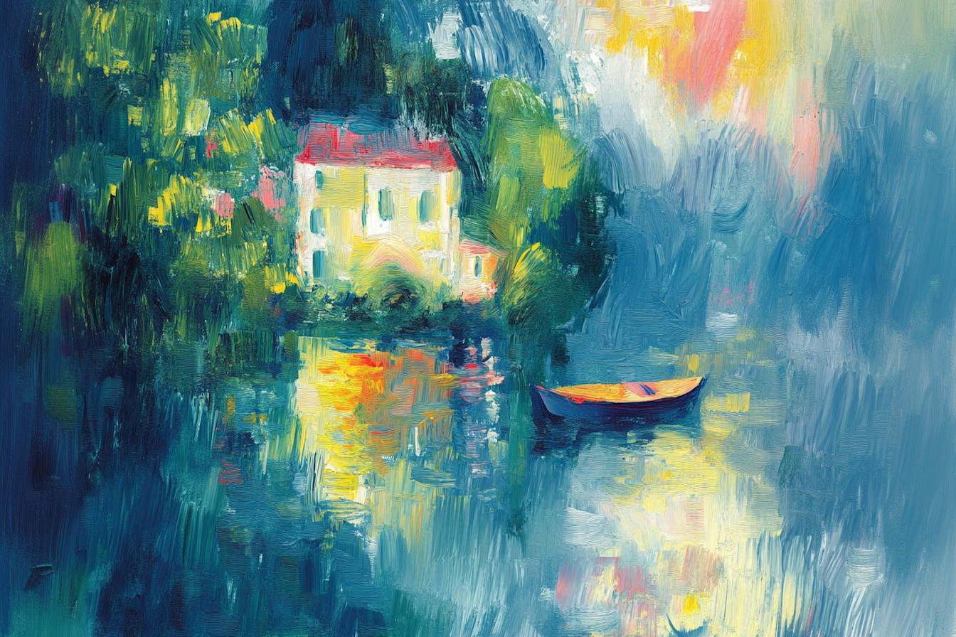 Serene impressionist lakeside scene inspired by Monet – peaceful 4K digital artwork for Samsung Frame TV