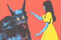 Pointing at Monsters – Illustrated Storybook Scene for Samsung Frame TV