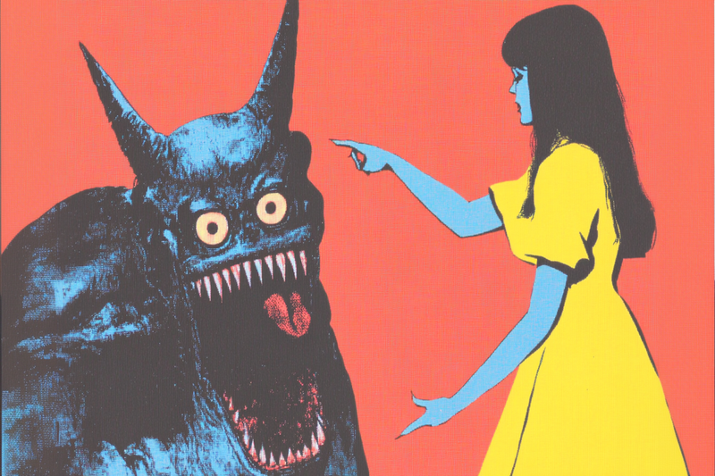 Pointing at Monsters – Illustrated Storybook Scene for Samsung Frame TV