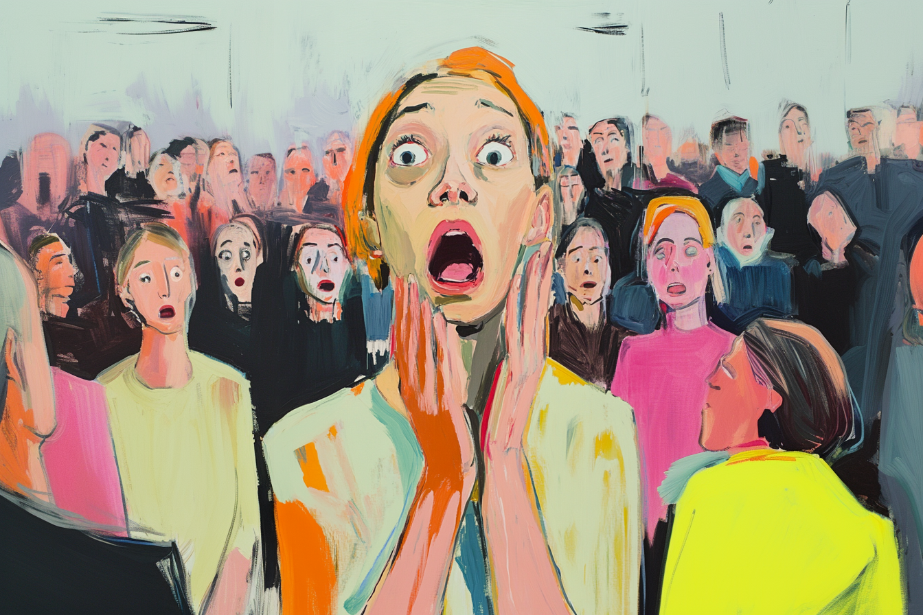 Vibrant expressionist crowd scene with bold colors – 4K digital artwork for Samsung Frame TV