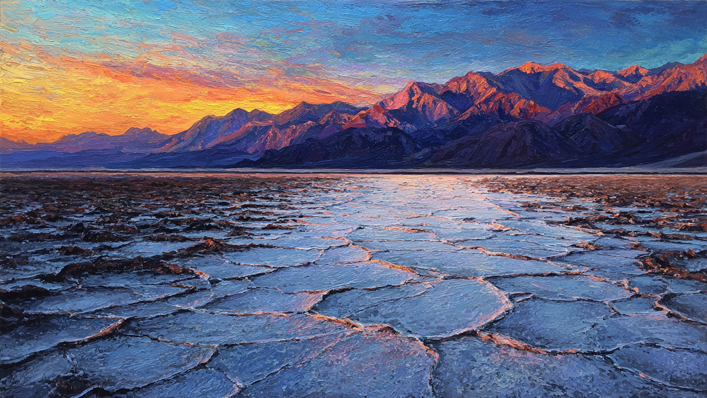 Alpine Awakening mountain lake artwork displayed on Samsung Frame TV showing dramatic sunrise over alpine peaks with golden morning light and lake reflections