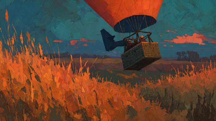 Balloon Basket Burnt Orange - 4K digital art for Samsung The Frame TV