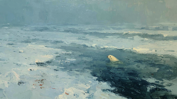 Beluga Whale Grey Waters wildlife scene on Samsung Frame TV - 4K digital download featuring white whale in soft gray and cream arctic tones