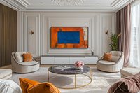 Blue Core – Abstract Orange and Indigo Art for Samsung Frame TV