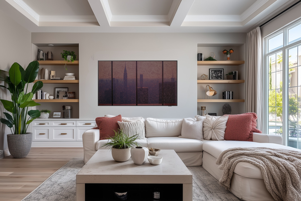 Orange Branch on Teal displayed on Samsung Frame TV - 4K digital download featuring citrus fruits on leafy branches in teal, cobalt, and hot pink tones