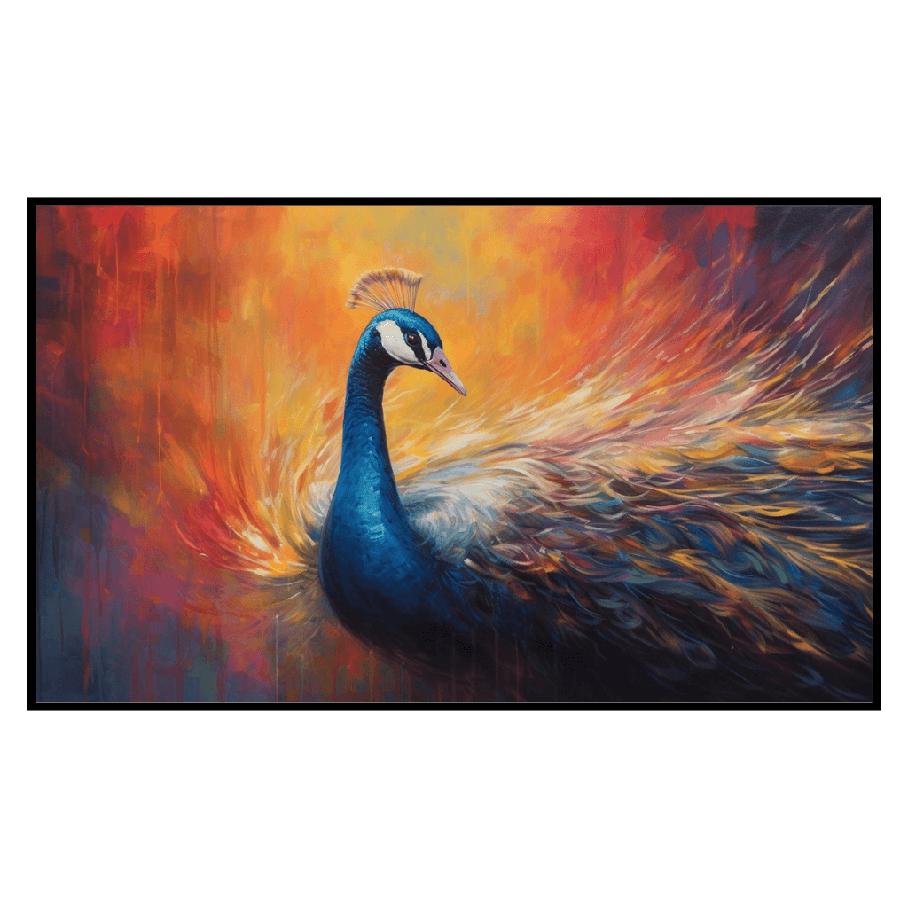 Enchanting Avian Elegance: Peacock Oil Painting for Samsung’s The Frame TV