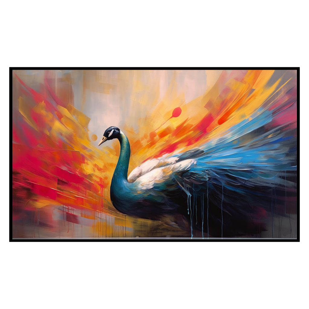 Graceful Color Symphony: Peacock Art for Samsung’s The Frame TV