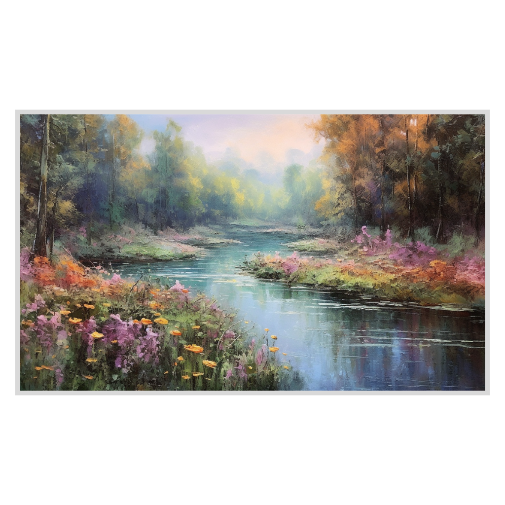 Whispers of Reflection: Tranquil River Art for Samsung’s The Frame TV