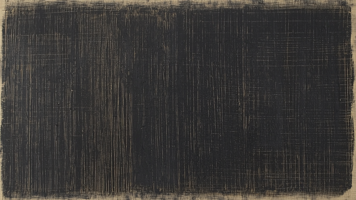 Minimalist black digital artwork with fine scratched texture and industrial feel, formatted for Samsung Frame TV display.