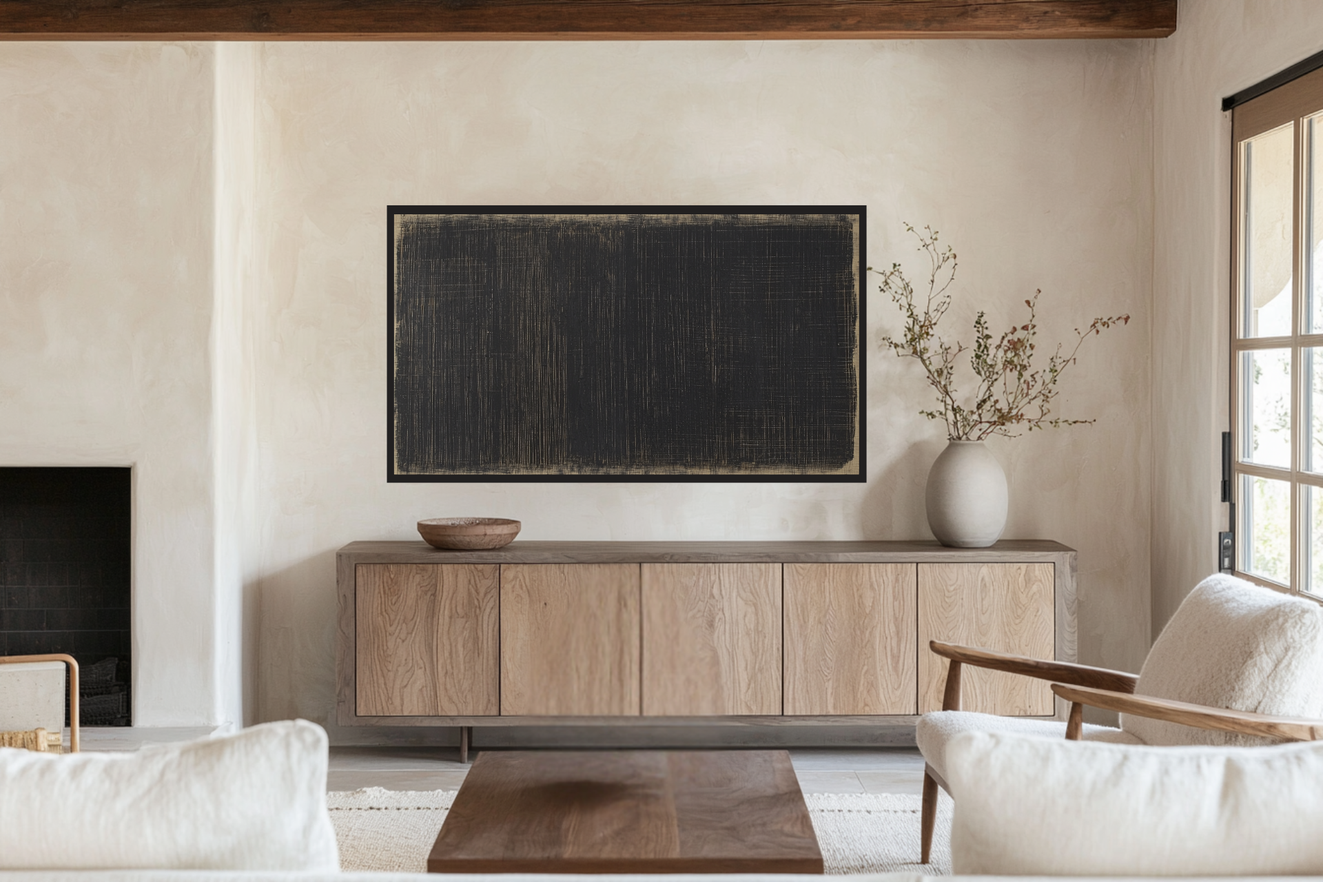 Carbon Scratch – Textured Black Minimalist for Samsung Frame TV