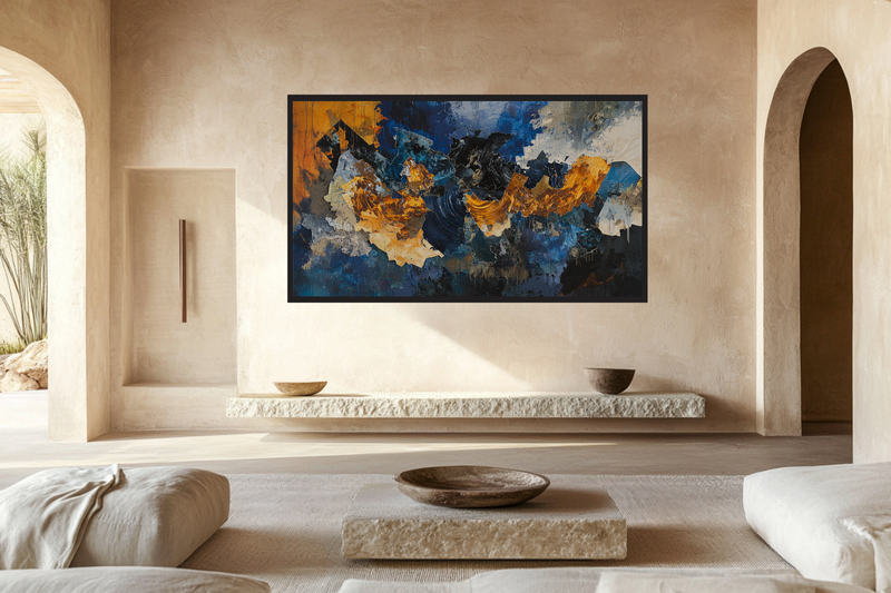 Celestial Flux – Golden Motion on Indigo for Samsung Frame TV