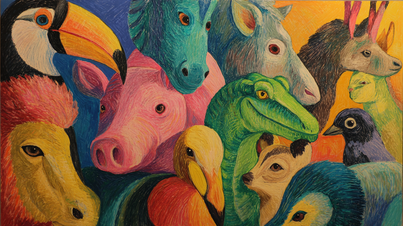 Cheerful friends Garden kids nature art displayed on Samsung Frame TV - 4K digital download featuring rainbow colored friends with pink and yellow floral backgrounds