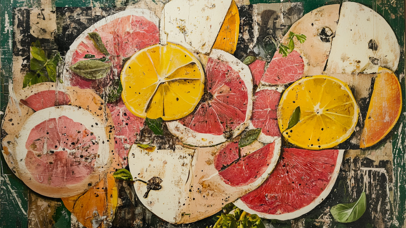 Citrus Collage – Rustic Fruit Abstraction for Samsung Frame TV