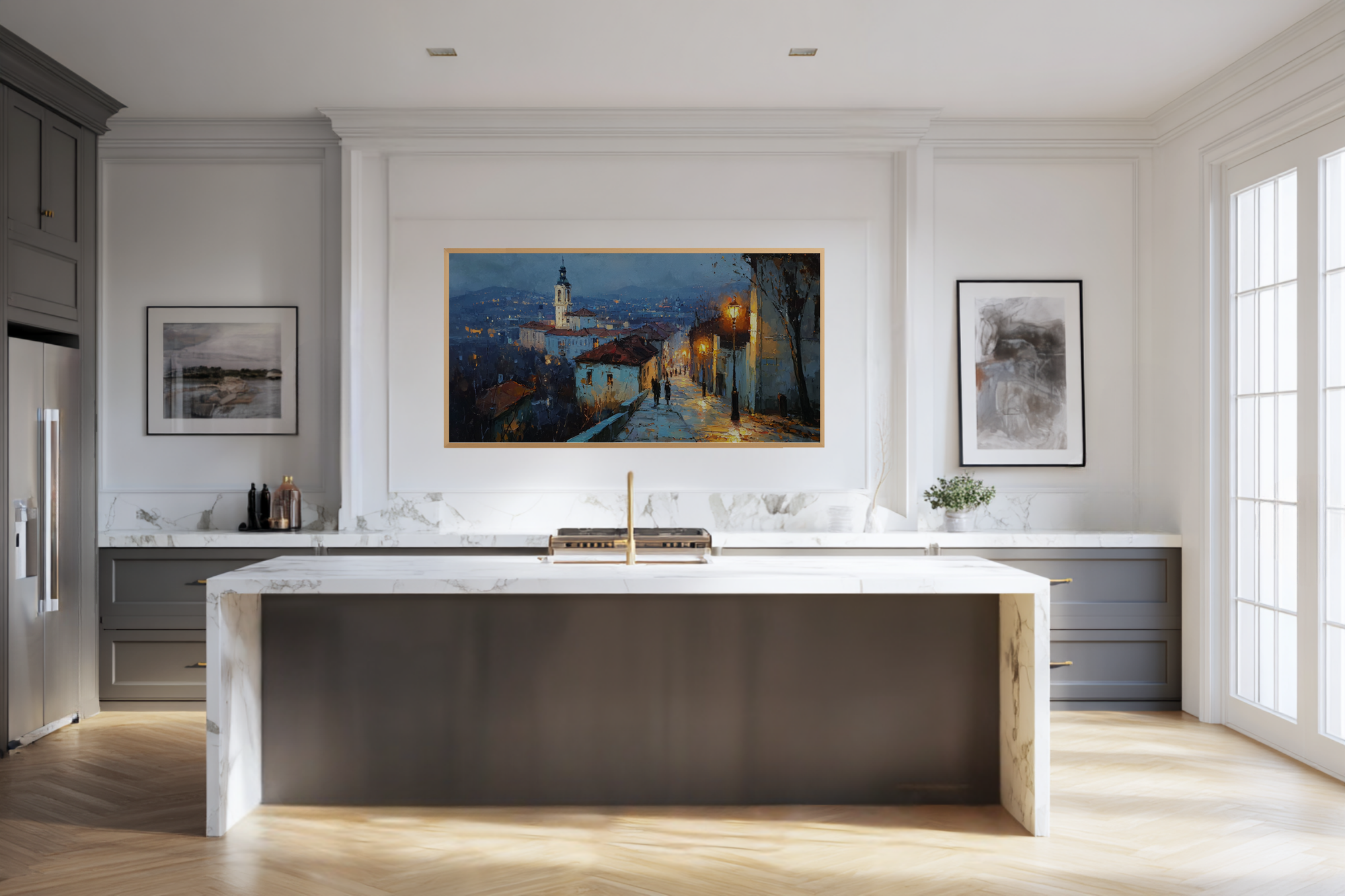 Cobblestone Dreams – Canvas TV Artwork Hillside Village (4K Download)