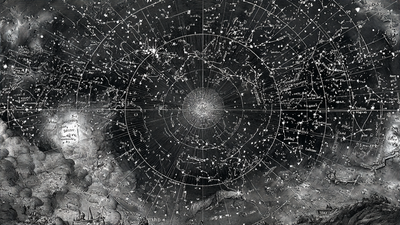 Intricate black and white cosmic pattern artwork with fractal-inspired details for Samsung Frame TV and HiSense CanvasTV display