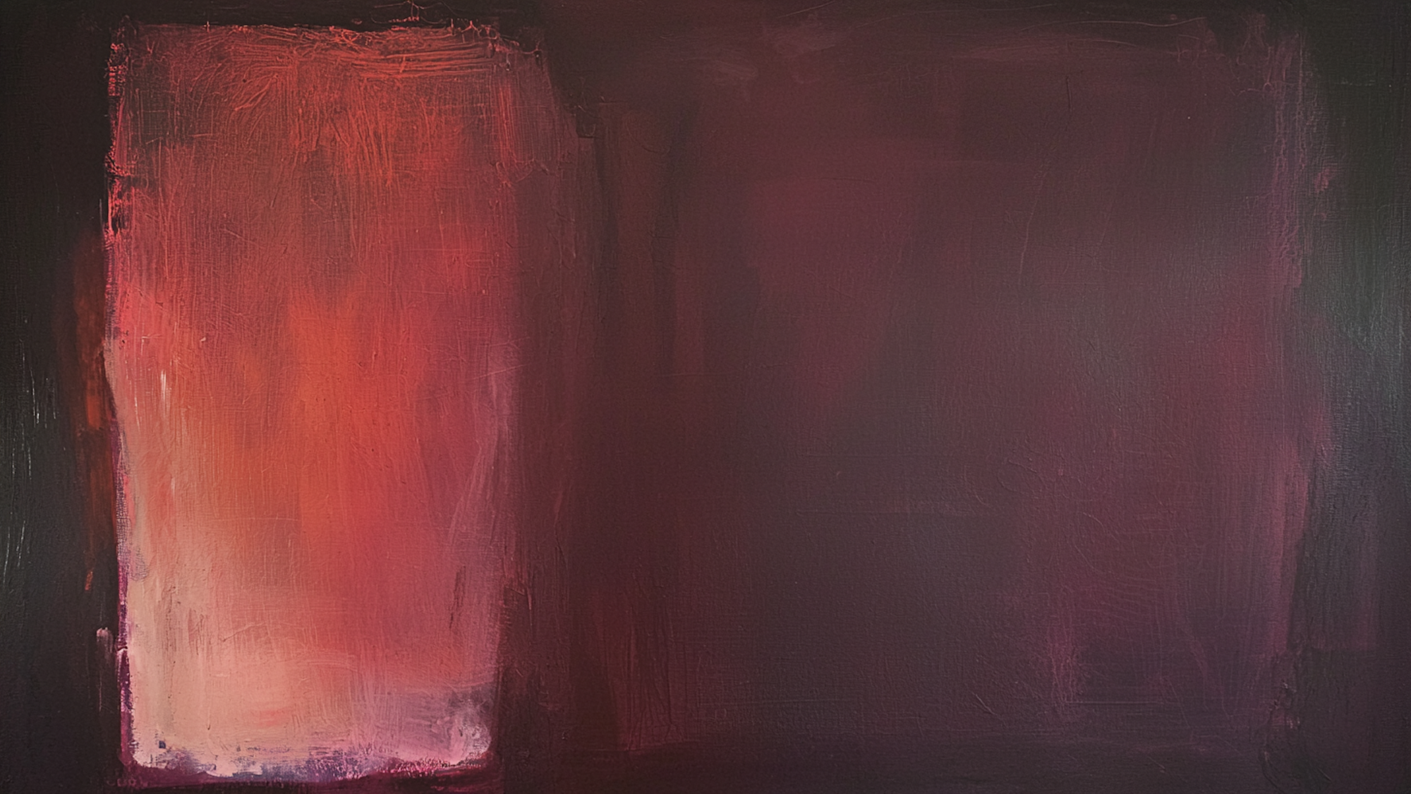 Painterly red field fading into burgundy tones, evoking warmth and sunset light; abstract digital art for Samsung Frame TV.