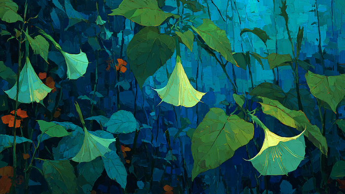 Crimson Angel Trumpet Blooms - 4K digital art for Samsung The Frame TV