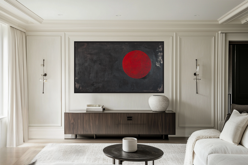 Crimson Signal – Minimalist Red Circle Art for Samsung Frame TV